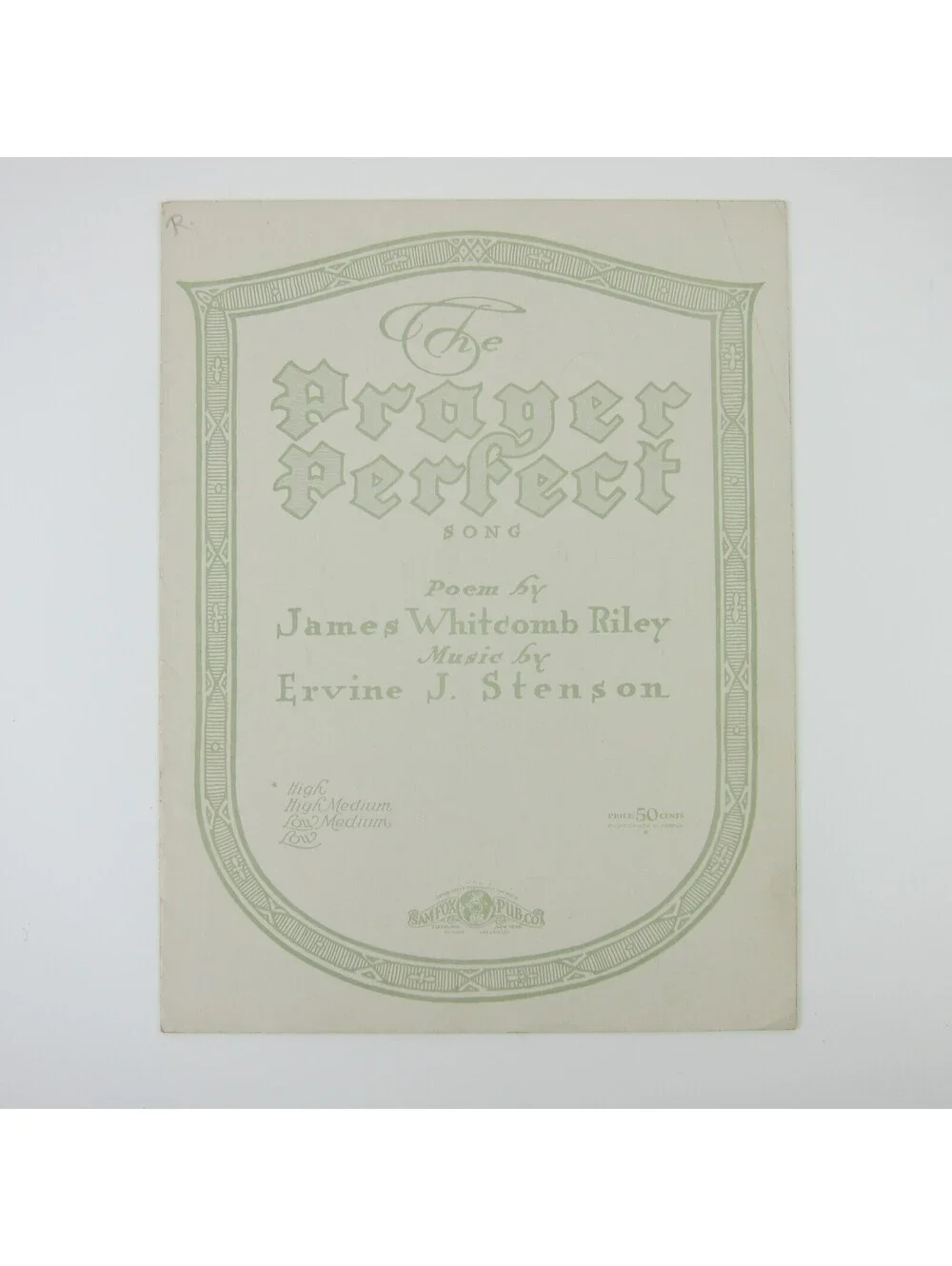 The Prayer Perfect Sheet Music James Whitcomb Riley Ervine Stenson Vintage 1930s